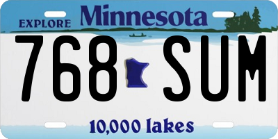 MN license plate 768SUM