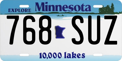 MN license plate 768SUZ