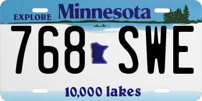 MN license plate 768SWE