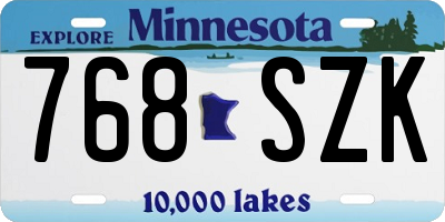 MN license plate 768SZK