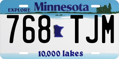 MN license plate 768TJM