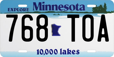 MN license plate 768TOA
