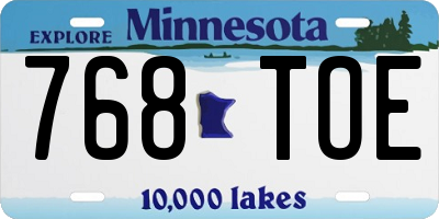 MN license plate 768TOE