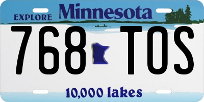 MN license plate 768TOS