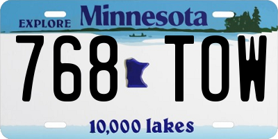 MN license plate 768TOW