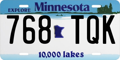 MN license plate 768TQK