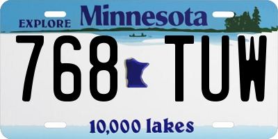 MN license plate 768TUW