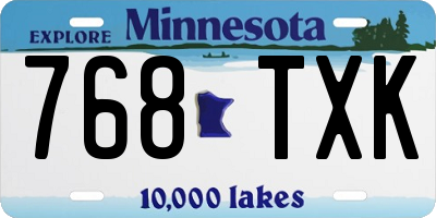 MN license plate 768TXK