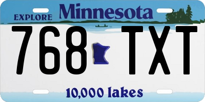 MN license plate 768TXT