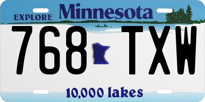 MN license plate 768TXW
