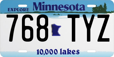 MN license plate 768TYZ