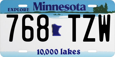 MN license plate 768TZW
