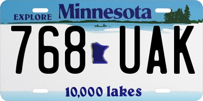 MN license plate 768UAK