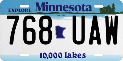 MN license plate 768UAW