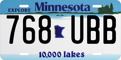 MN license plate 768UBB