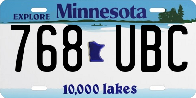 MN license plate 768UBC