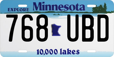 MN license plate 768UBD