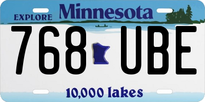 MN license plate 768UBE