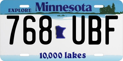MN license plate 768UBF