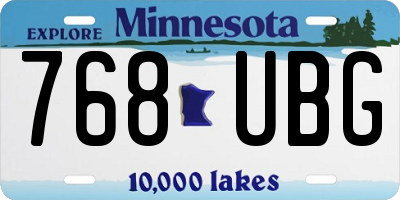 MN license plate 768UBG