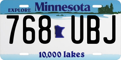 MN license plate 768UBJ