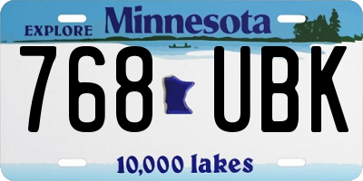 MN license plate 768UBK