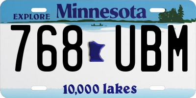 MN license plate 768UBM