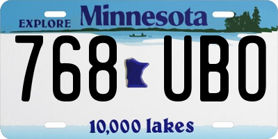 MN license plate 768UBO