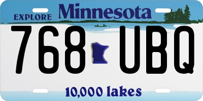 MN license plate 768UBQ