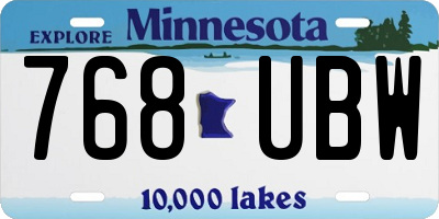 MN license plate 768UBW