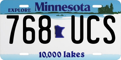MN license plate 768UCS