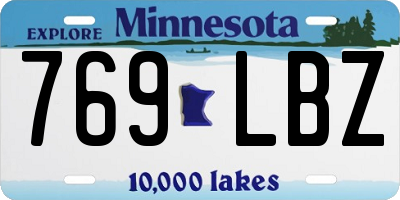 MN license plate 769LBZ