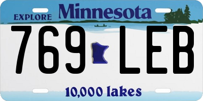 MN license plate 769LEB