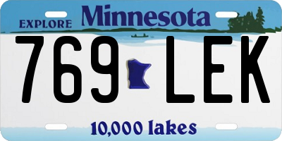MN license plate 769LEK