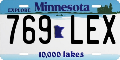 MN license plate 769LEX