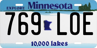 MN license plate 769LOE