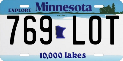 MN license plate 769LOT