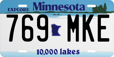 MN license plate 769MKE