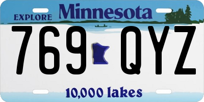 MN license plate 769QYZ