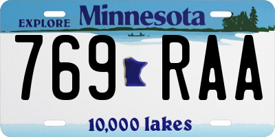 MN license plate 769RAA