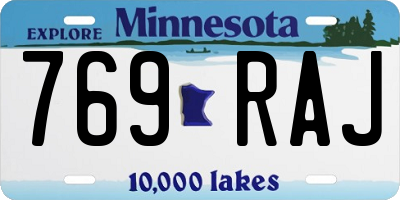 MN license plate 769RAJ