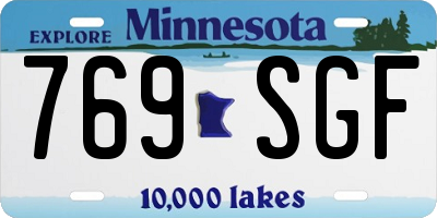 MN license plate 769SGF