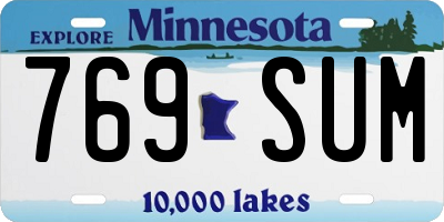 MN license plate 769SUM