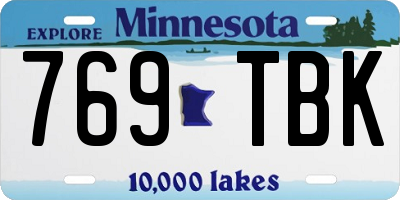 MN license plate 769TBK