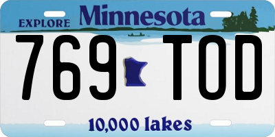 MN license plate 769TOD