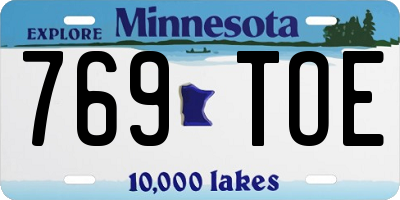 MN license plate 769TOE