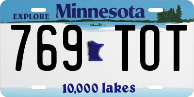 MN license plate 769TOT