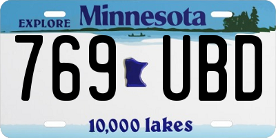 MN license plate 769UBD