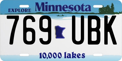 MN license plate 769UBK