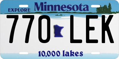 MN license plate 770LEK